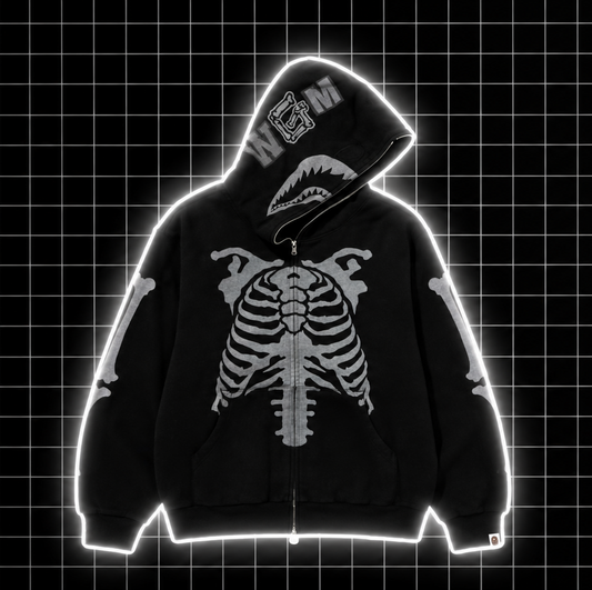 Bape Skeleton mikina čierna
