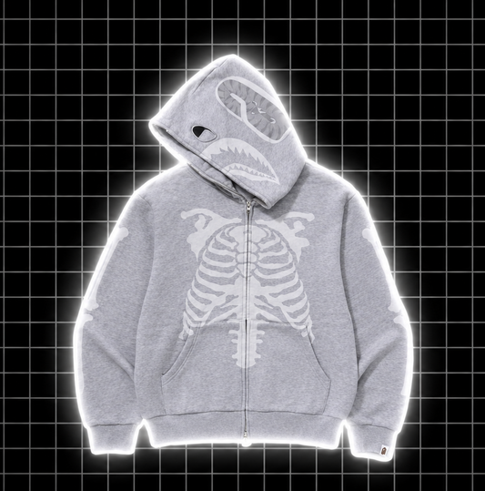 Bape Skeleton mikina sivá