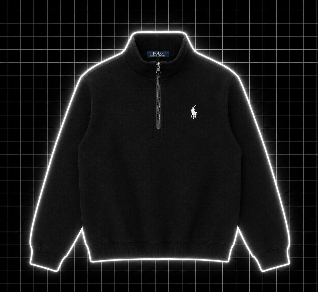 Polo quarter zip čierny