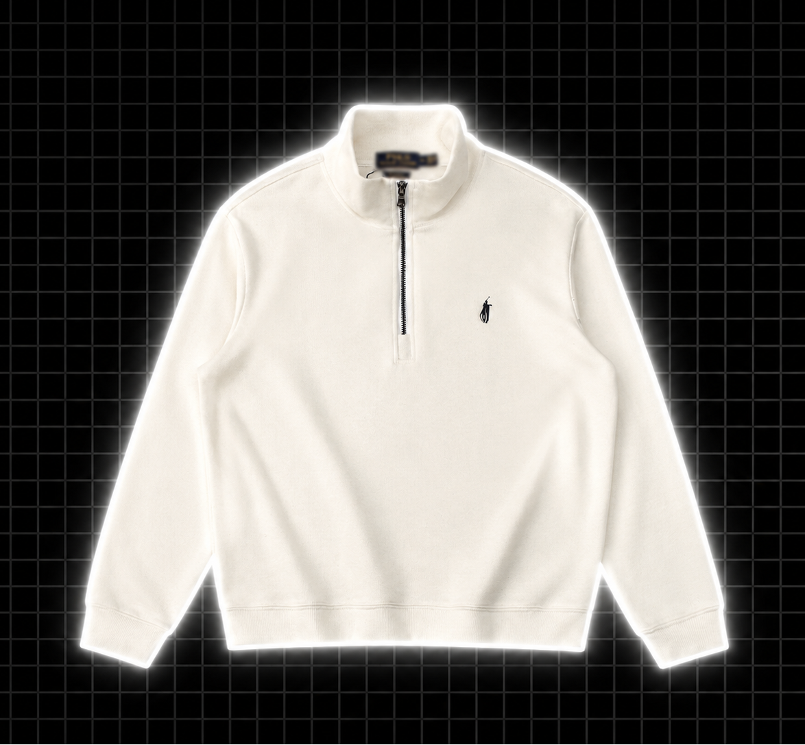 Polo quarter zip biely