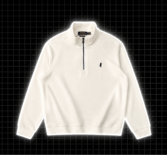 Polo quarter zip biely