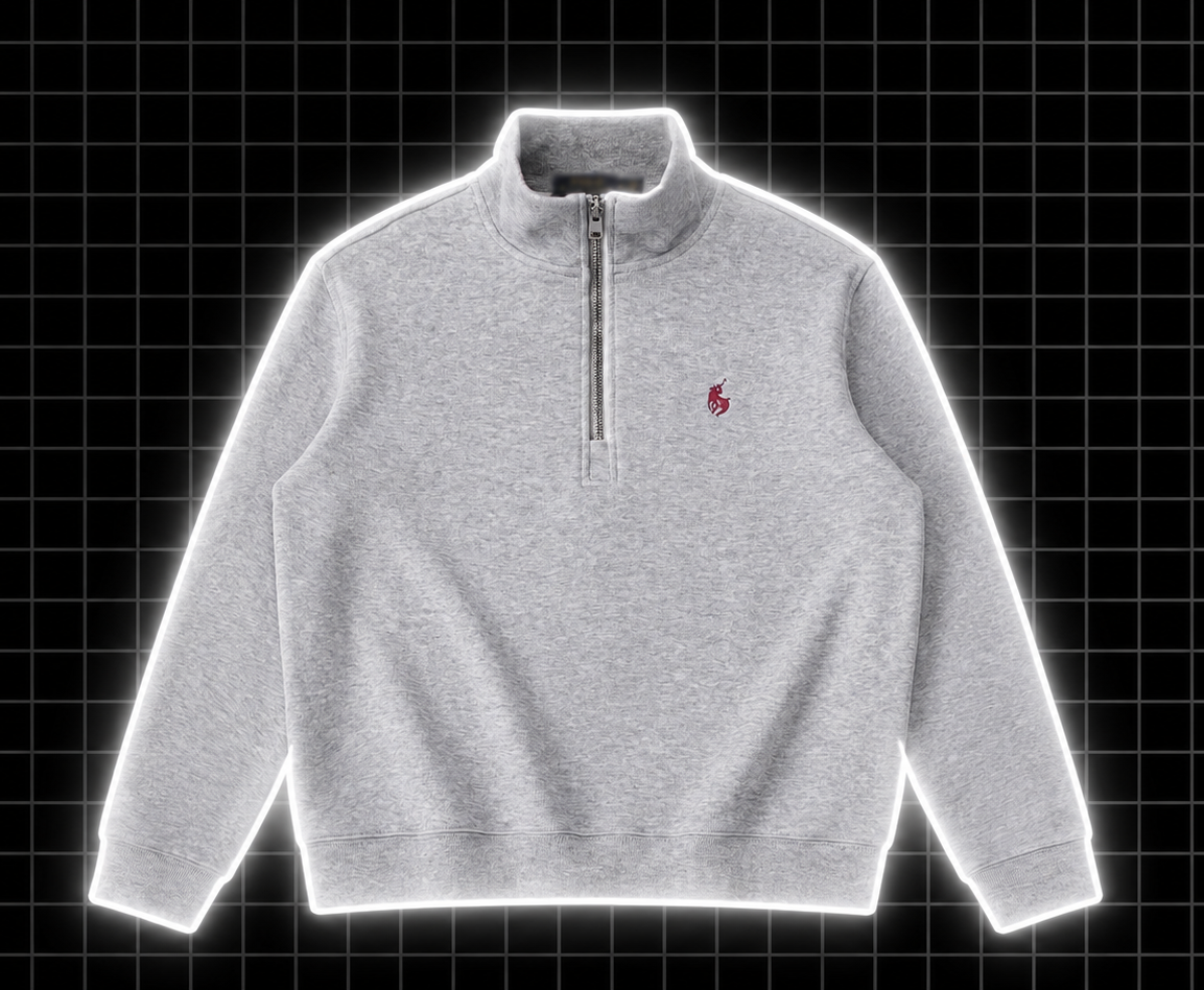 Polo quarter zip sivý