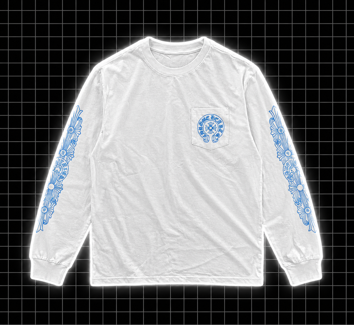 Chrome Hearts longsleeve bielomodrý