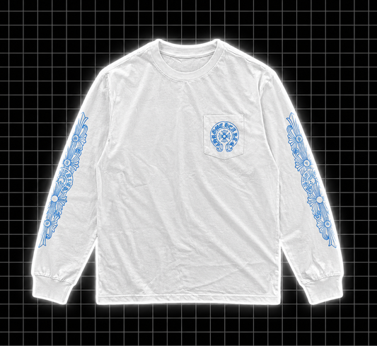 Chrome Hearts longsleeve bielomodrý